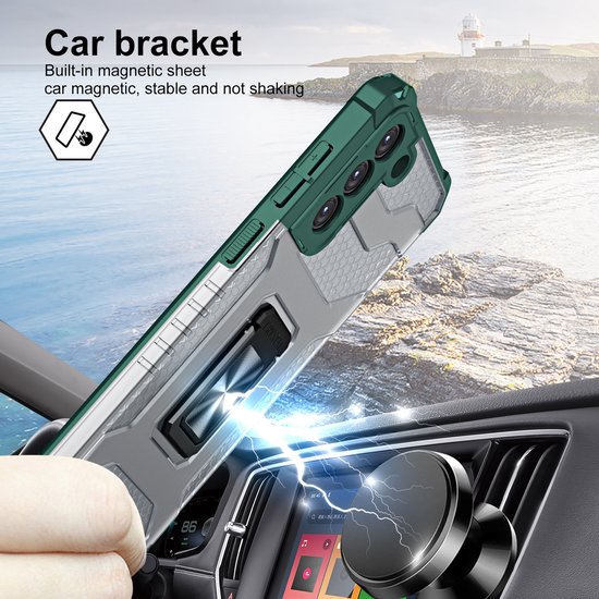 Coque Samsung S21 Plus transparente robuste Vert - Coque Samsung Galaxy S21 Plus Military Grade avec coque d'absorption des chocs magnétique automatique