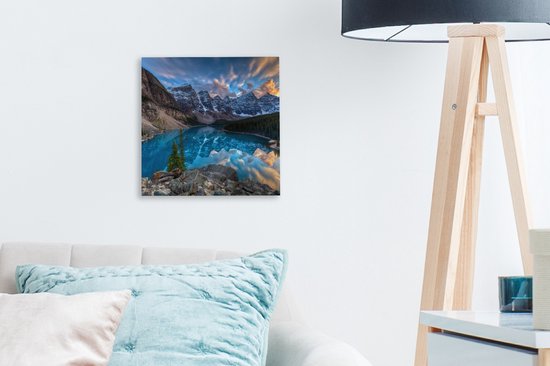 Peinture sur toile Twilight at the Canadian Moraine Lake - 20x20 cm - Art Décoration murale