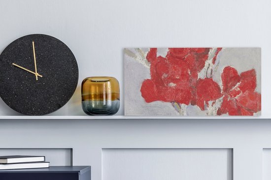 Peinture sur toile Glaïeul rouge - Piet Mondrian - 40x20 cm - Décoration murale