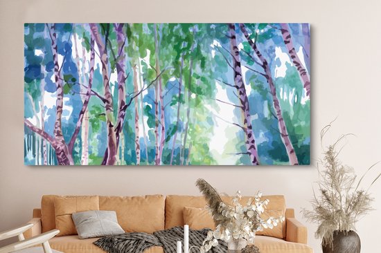 Toile Peinture Arbres - Couleurs - Été - 160x80 cm - Décoration murale