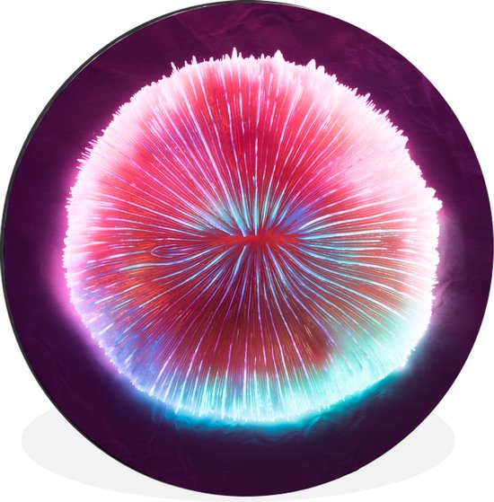 WallCircle - Wandcirkel - Muurcirkel - Neon Colored Circle Coral - Aluminium - Dibond - ⌀ 60 cm - Binnen en Buiten