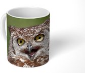 Mok - Bruine uil met zijn bek wijd open - 350 ML - Beker