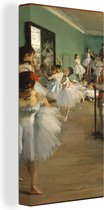 Canvas schilderij 80x160 cm - Wanddecoratie De balletklas - Schilderij van Edgar Degas - Muurdecoratie woonkamer - Slaapkamer decoratie - Kamer accessoires - Schilderijen