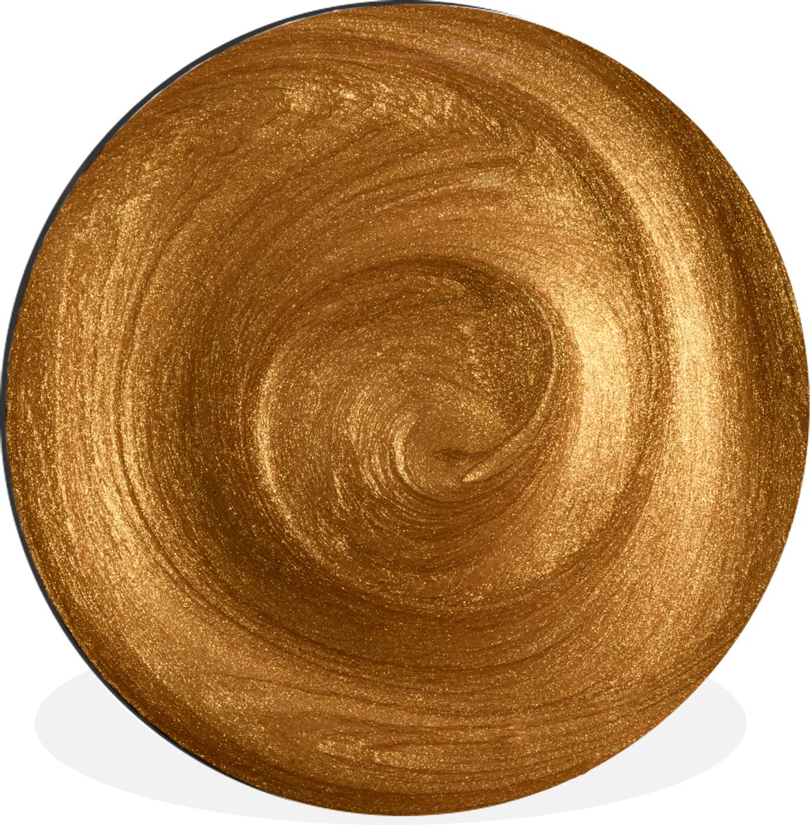 WallCircle - Wandcirkel - Muurcirkel - Een vortex in goudkleurige verf - Aluminium - Dibond - 140x140 cm - Binnen en Buiten