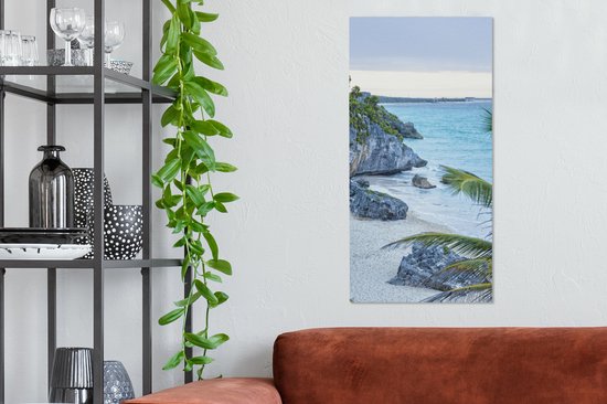 Tableau sur toile Tulum l'ancienne ville portuaire sur la mer des Caraïbes au Mexique - 40x80 cm - Décoration murale