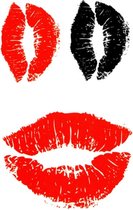 Tattoo red and black kiss - plaktattoo - tijdelijke tattoo - 10.5 cm x 6 cm (L x B)