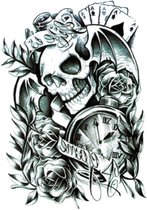 Half tattoo sleeve deadly hand - plaktattoo - tijdelijke tattoo - 21 cm x 14.8 cm (L x B)