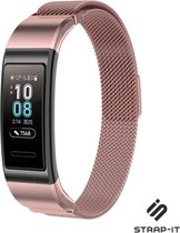 Milanees Smartwatch bandje - Geschikt voor  Huawei band 3 / 4 Pro Milanese band - rosé pink - Strap-it Horlogeband / Polsband / Armband