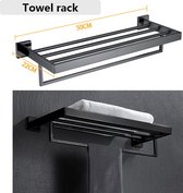 Badkamer Hardware Set - Badkamer Haak Accessoires - Handdoekenrek - Tissuepapier Houder - (handdoekenrek zwart)