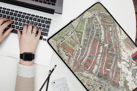 Etui pour ordinateur portable 17 pouces 41x32 cm - Plans de villes historiques - Etui pour Macbook & Laptop Grand plan de la ville historique d' Amsterdam en Hollande du Nord - Etui pour ordinateur portable avec photo