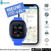 Trackitt GPS Tracker Horloge Personenalarmering SOS Noodknop Alarmering | Blauw | Gratis APP / Simkaart Data | Geschikt voor Personen - Kinderen - Jongens & Meisjes | Voor IOS en A