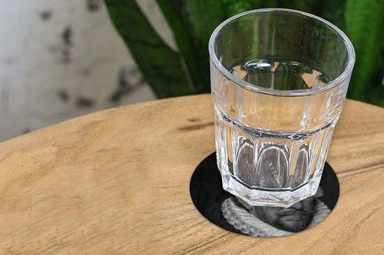 Sous-verres pour verres - Rond - Portrait de Guillaume Ier - Adriaen Thomasz - Zwart - Wit - 10x10 cm - Sous-verres en verre - 6 pièces