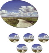 Sous- Sous-verres pour verres - Ronds - Piste cyclable sur l'île de Schiermonnikoog - 10x10 cm - 6 pièces