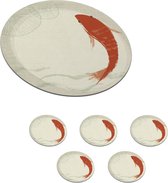 Onderzetters voor glazen - Rond - Een illustratie van een oranje vis - 10x10 cm - Glasonderzetters - 6 stuks