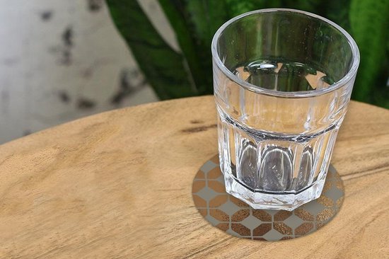 Sous- Sous-verres pour verres - Ronds - Motifs - Goud - Luxe - Grijs - 10x10 cm - 6 pièces