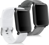 kwmobile 2x armband voor Huami Amazfit Bip / Bip Lite - Bandjes voor fitnesstracker in wit / grijs