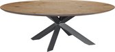 Eikenhouten tafel facetrand en x-poot - warme bruine kleur - extra dik blad