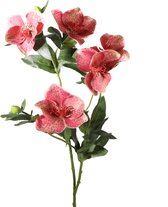 Viv! Home Luxuries Kerstroos Helleborus - kunstbloem - 74cm - roze - topkwaliteit