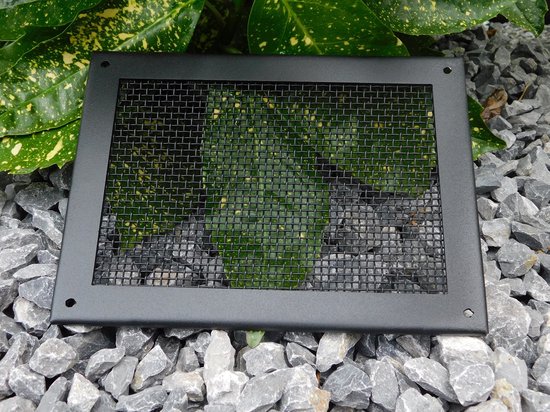 Une grille de ventilation rectangulaire à maille solide (fine), noir mat |  bol