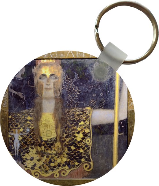 Sleutelhanger - Pallas Athene - schilderij van Gustav Klimt - Plastic - Rond - Uitdeelcadeautjes