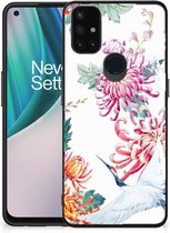 Smartphonehoesje Customize OnePlus Nord N10 5G GSM Hoesje met Zwarte rand Bird Flowers