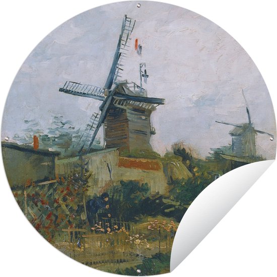 Tuincirkel Molens op de Montmartre - Schilderij van Vincent van Gogh - 90x90 cm - Ronde Tuinposter - Buiten