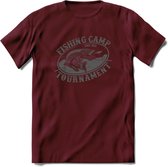 Fishing - Vissen T-Shirt | Grappig Verjaardag Vis Hobby Cadeau Shirt | Dames - Heren - Unisex | Tshirt Hengelsport Kleding Kado - Burgundy - XL