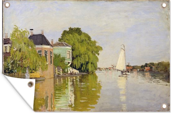 Tuinposters buiten Huizen aan de Achterzaan - Schilderij van Claude Monet - 90x60 cm - Tuindoek - Buitenposter
