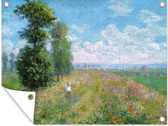 Muurdecoratie buiten Populieren bij Argenteuil - Schilderij van Claude Monet - 160x120 cm - Tuindoek - Buitenposter