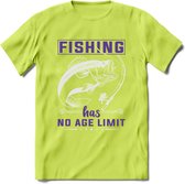 Fishing Has No Age Limit - Vissen T-Shirt | Paars | Grappig Verjaardag Vis Hobby Cadeau Shirt | Dames - Heren - Unisex | Tshirt Hengelsport Kleding Kado - Groen - XL