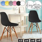 Trend24 - Eetkamerstoelen - Woonkamerstoelen - Lounge stoelen - Scandinavische stijl - Retro - Vintage - Set van 2 - Plastic - Zwart