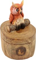 Doosjes - Uil - Hout - Bruin - 12x10x10 cm - Indonesie - Sawa Hasa - Fairtrade