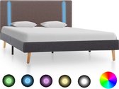 vidaXL Bedframe met LED stof taupe en donkergrijs 120x200 cm