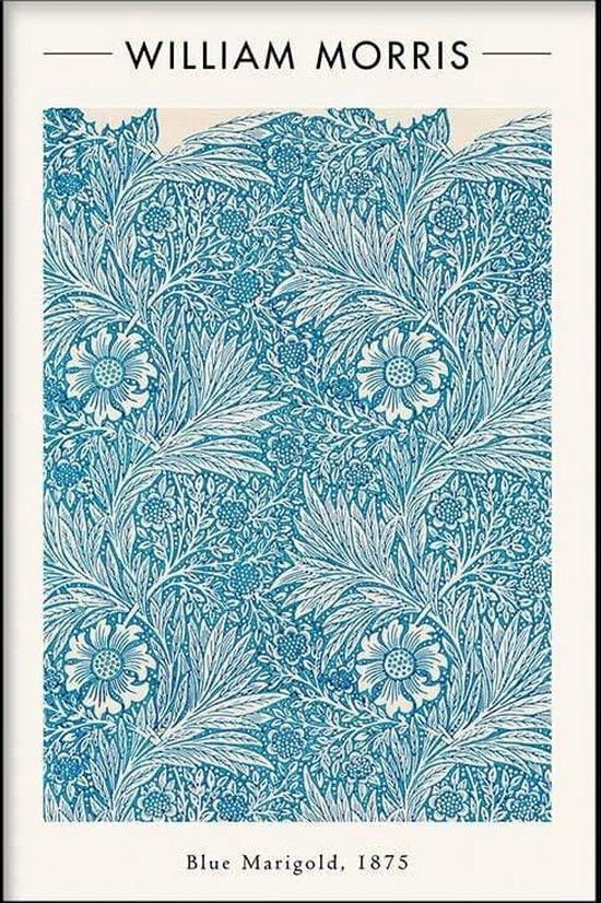 Walljar - William Morris - Blue Marigold - Muurdecoratie - Poster met lijst