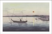 Walljar - Ohara Koson - Boat Sunset - Muurdecoratie - Canvas schilderij