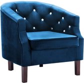 Furnibella – Fauteuil Fluwelen Bekleding Blauw Ruststoel Leunstoel Stoel Zitstoel