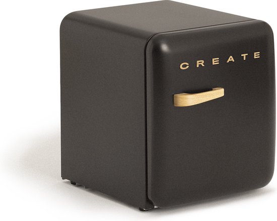 CREATE - Koelkast in retrostijl - Zwart - Handvat Hout - FRIDGE RETRO 48L van create — afbeelding 4