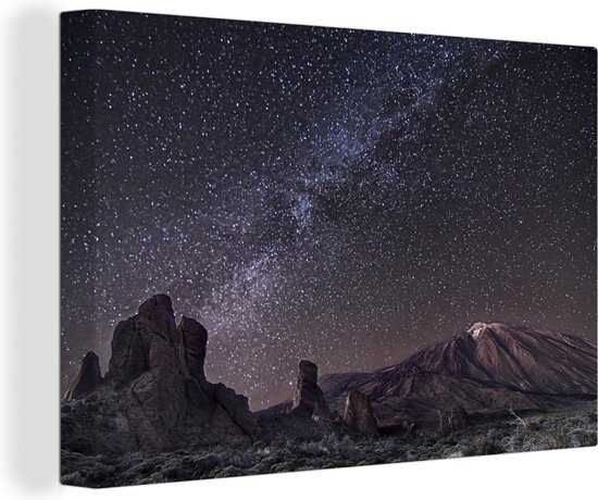 Tableau sur toile Parc national du Teide avec étoiles - 180x120 cm - Décoration murale XXL