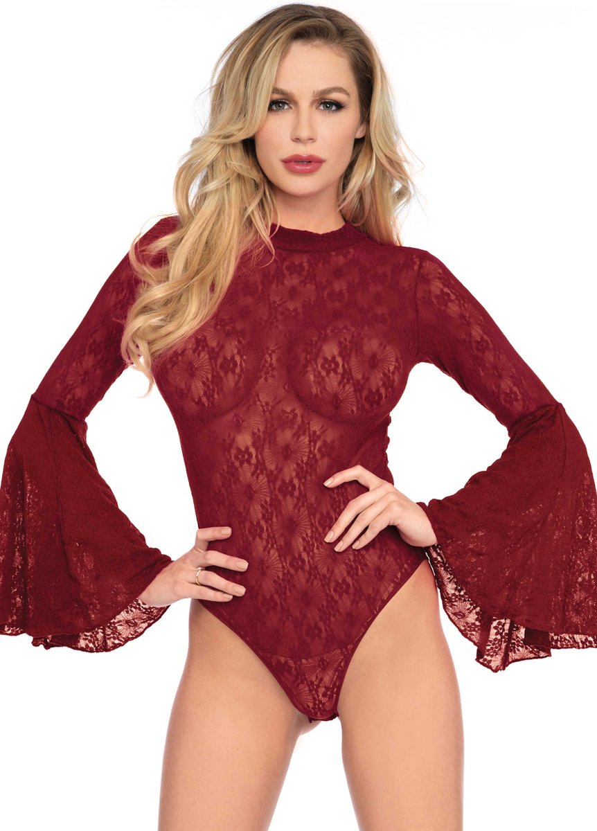 Lace bell sleeve teddy