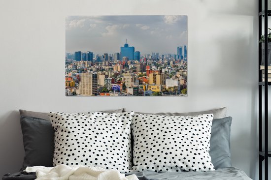 Toile Peinture Skyline - Mexique - Amérique - 90x60 cm - Décoration murale