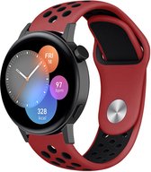 Siliconen Smartwatch bandje - Geschikt voor  Huawei Watch GT 3 42mm sport band - rood/zwart - 42mm - Strap-it Horlogeband / Polsband / Armband