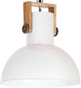 vidaXL Hanglamp industrieel rond 25 W E27 42 cm mangohout wit