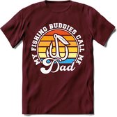 Fishing Dad - Vissen T-Shirt | Grappig Verjaardag Vis Hobby Cadeau Shirt | Dames - Heren - Unisex | Tshirt Hengelsport Kleding Kado - Burgundy - S