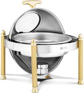 Royal Catering Chafing dish - rond - gouden accenten - kap met rolluik - 6 L - Royal Catering