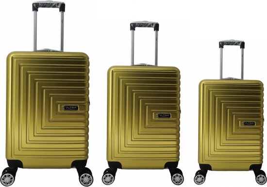 Ensemble de valises de voyage 3 pièces UltraTravel - Polycarbonate - Roulettes à 360 degrés - Or