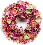 Viv! Home Luxuries Hortensia krans - gedroogde look - zijde - roze paars - Ø40cm