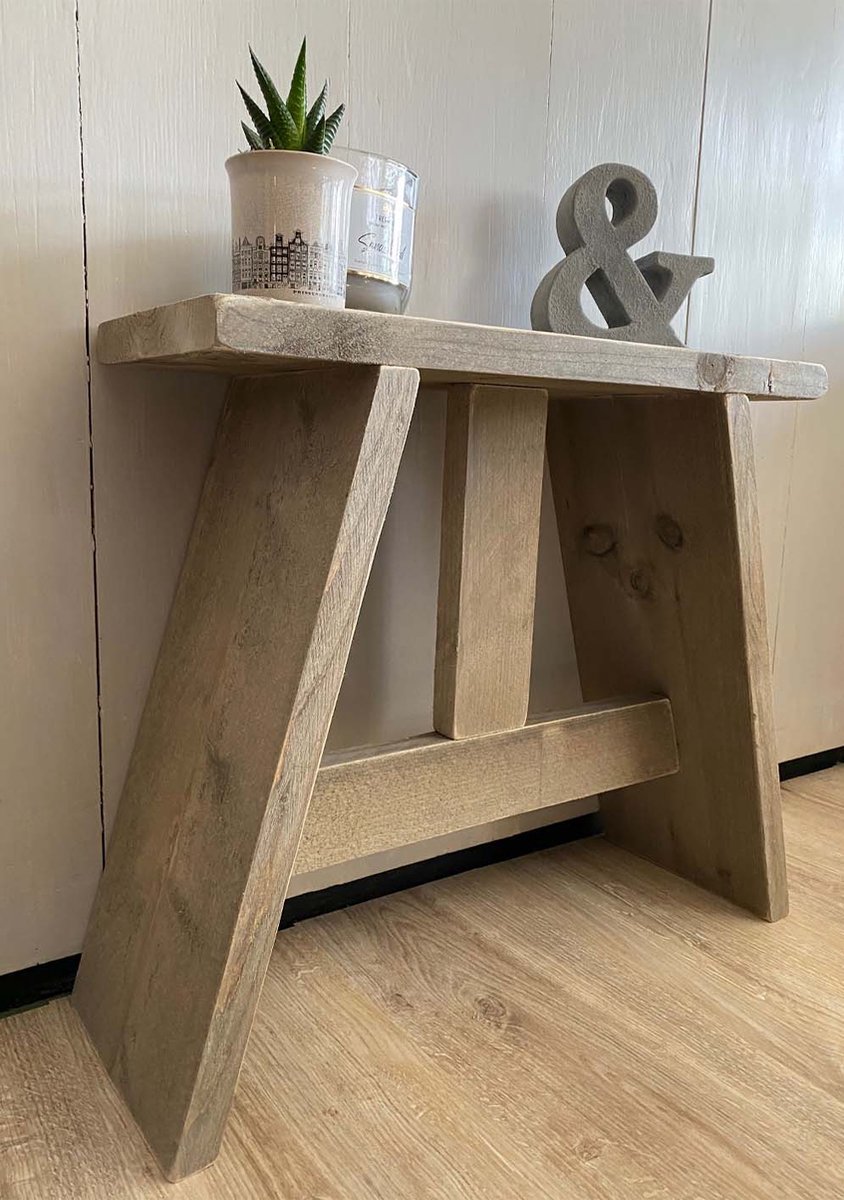 steigerhouten krukje - bankje - Oud Grijs - 50x19,5x47 cm