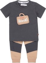 Dirkje 2-delig jongens baby set T-shirt met broek donkergrijs beige