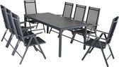 Cas Aluminium tuinset - tuinmeubelen - 9-delig met WPC tafelblad - Antraciet