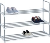 Relaxdays 1x schoenenrek metaal - 3 etages - open schoenenkast - opbergrek schoenen